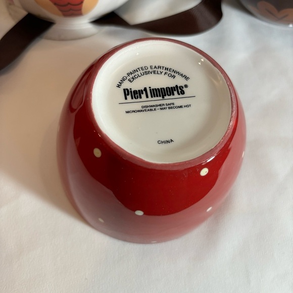 PIER 1 IMPORTS 3 Nestled Ceramic Bowls Owls Leafs Dots NEW WITH TAG - Picture 9 of 12